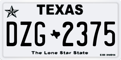 TX license plate DZG2375