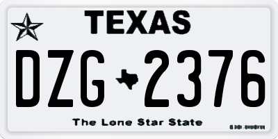 TX license plate DZG2376