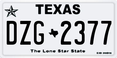 TX license plate DZG2377