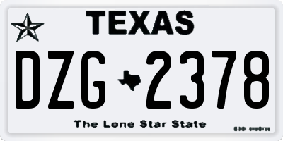 TX license plate DZG2378