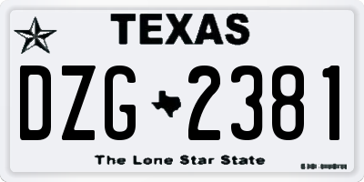TX license plate DZG2381