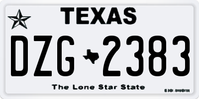 TX license plate DZG2383