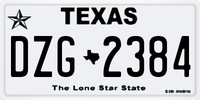 TX license plate DZG2384