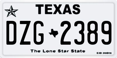 TX license plate DZG2389