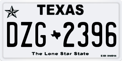 TX license plate DZG2396