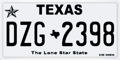 TX license plate DZG2398