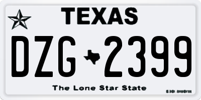 TX license plate DZG2399