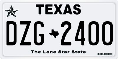 TX license plate DZG2400