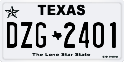 TX license plate DZG2401