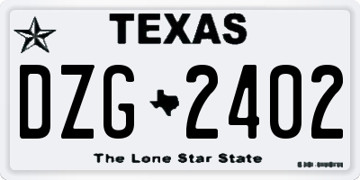 TX license plate DZG2402