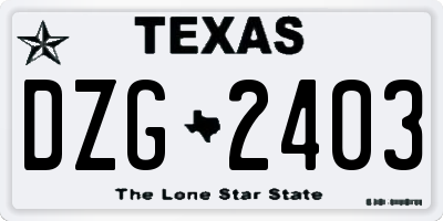 TX license plate DZG2403