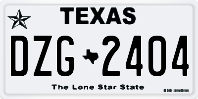 TX license plate DZG2404