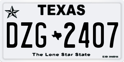 TX license plate DZG2407