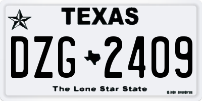TX license plate DZG2409