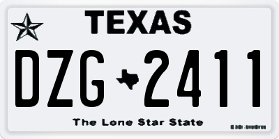 TX license plate DZG2411