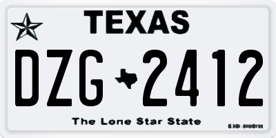 TX license plate DZG2412