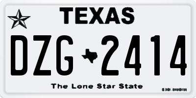 TX license plate DZG2414