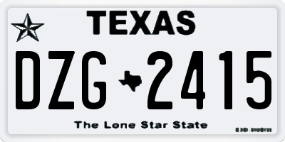 TX license plate DZG2415