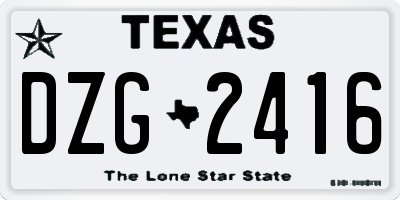 TX license plate DZG2416