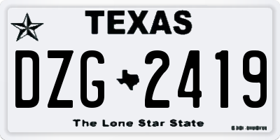 TX license plate DZG2419