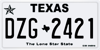 TX license plate DZG2421