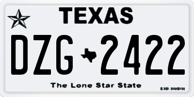 TX license plate DZG2422