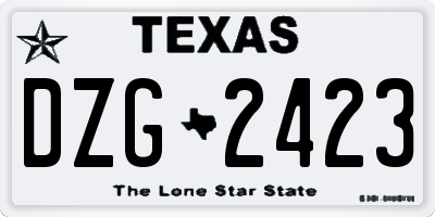 TX license plate DZG2423