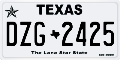 TX license plate DZG2425