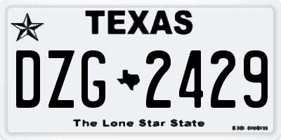 TX license plate DZG2429