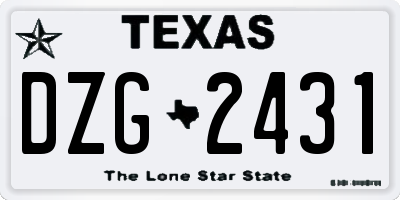 TX license plate DZG2431