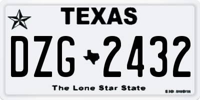 TX license plate DZG2432