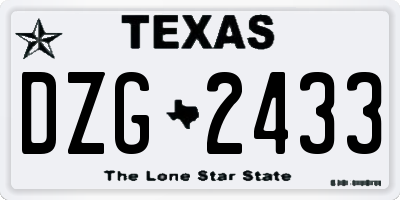 TX license plate DZG2433