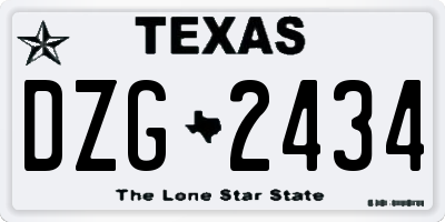 TX license plate DZG2434