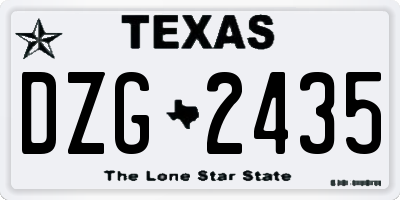 TX license plate DZG2435