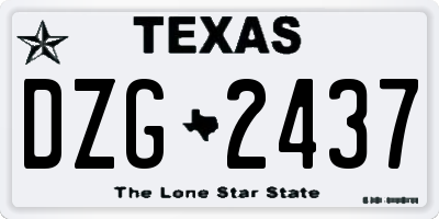 TX license plate DZG2437