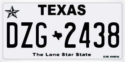TX license plate DZG2438