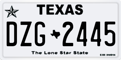 TX license plate DZG2445