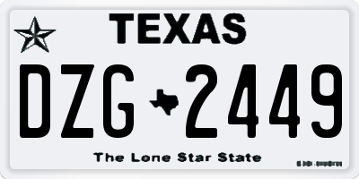 TX license plate DZG2449