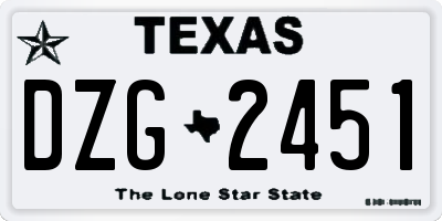 TX license plate DZG2451