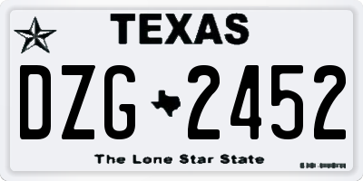 TX license plate DZG2452