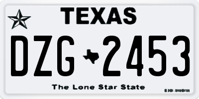 TX license plate DZG2453