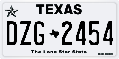 TX license plate DZG2454