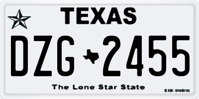 TX license plate DZG2455