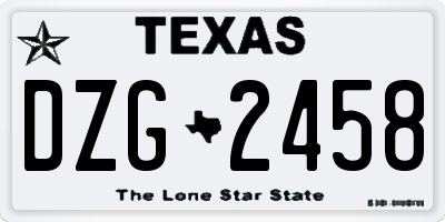 TX license plate DZG2458