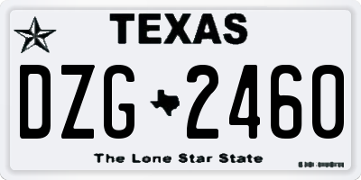 TX license plate DZG2460