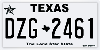 TX license plate DZG2461