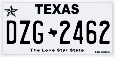 TX license plate DZG2462