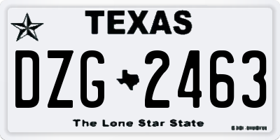 TX license plate DZG2463