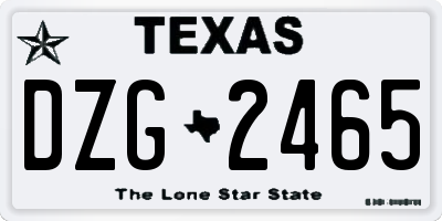 TX license plate DZG2465