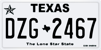 TX license plate DZG2467